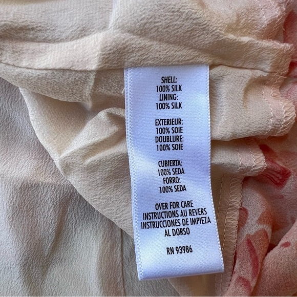 PETITE SOPHISTICATE Fairycore Vintage 90s Y2K Pink Floral 100% Silk dress Size 8 - Picture 9 of 9